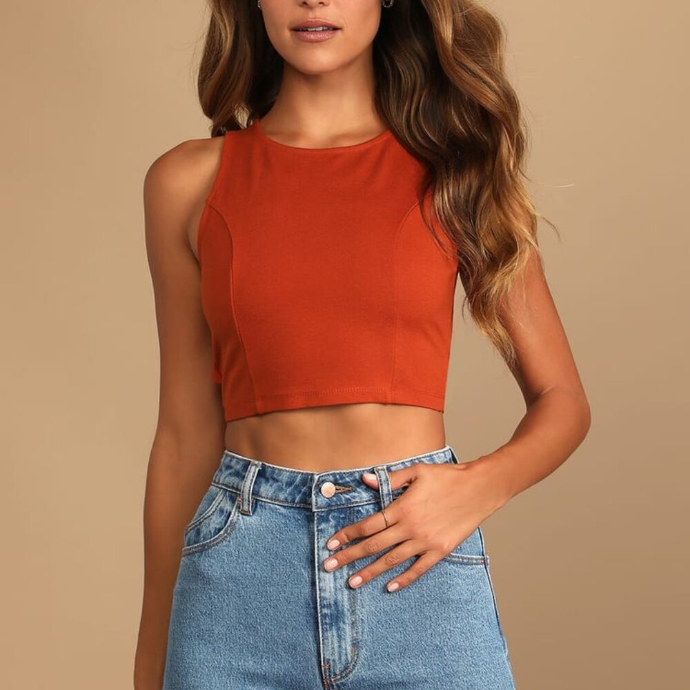Lulus orange tie back crop top